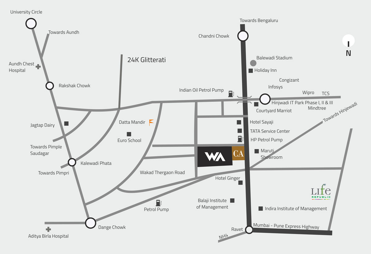 Kolte Patil Western Avenue Twin Towers Location Map